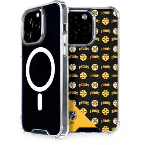 NHL Boston Bruins Pattern iPhone 15 Pro MagSafe Case